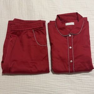 NEW Lake Pajamas Poplin Piped Pants Set (Bordeaux)